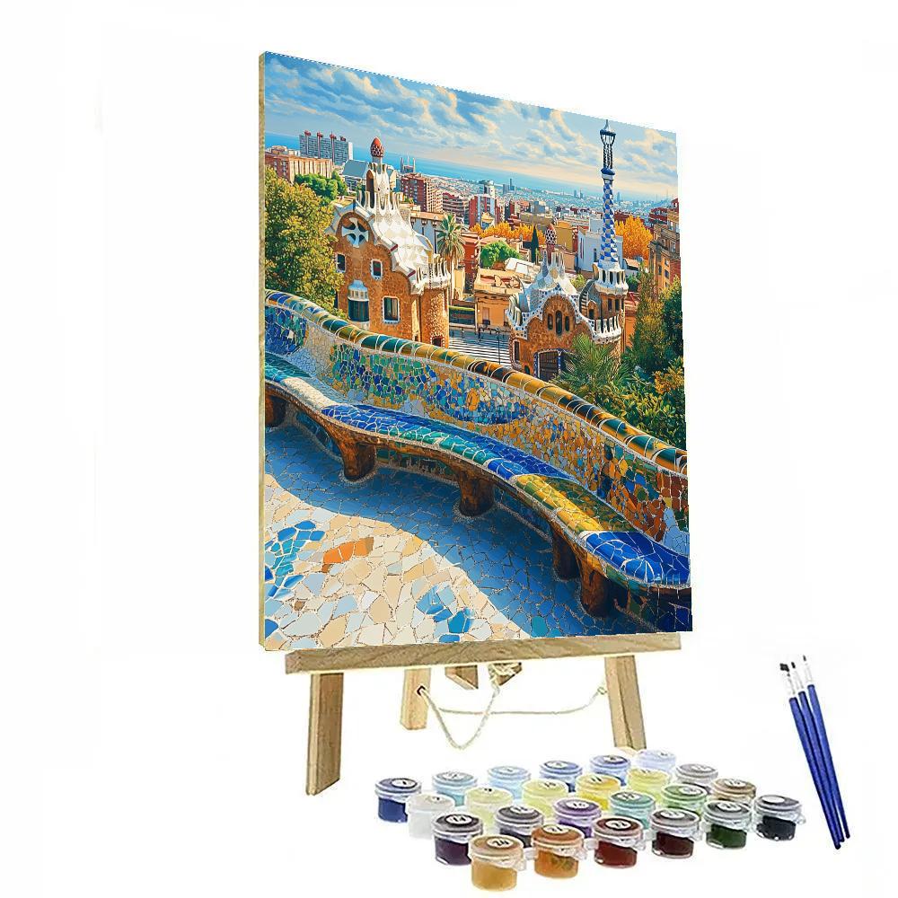 Park Guell City View Terrace Barcelona Spain paint by number