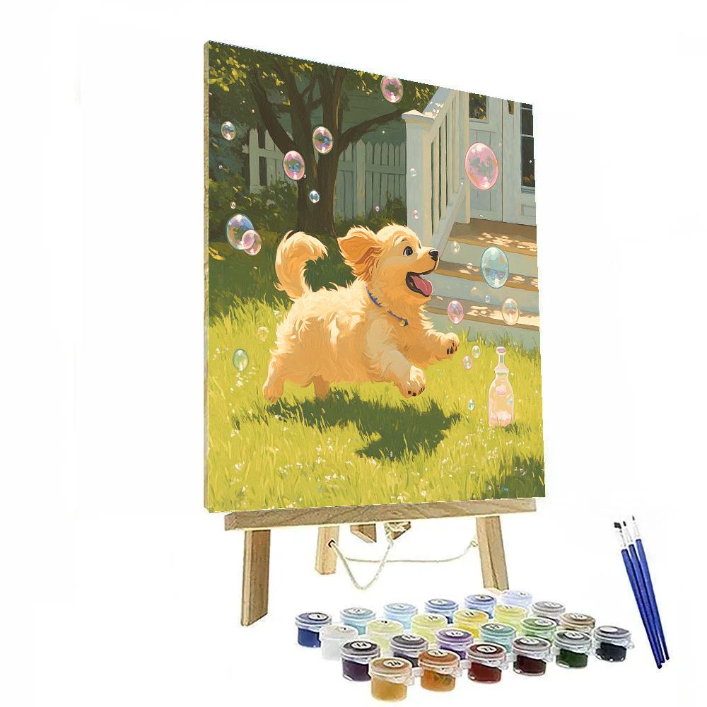 Pluto Backyard Bubble Chase Disney Inspired paint by numbers