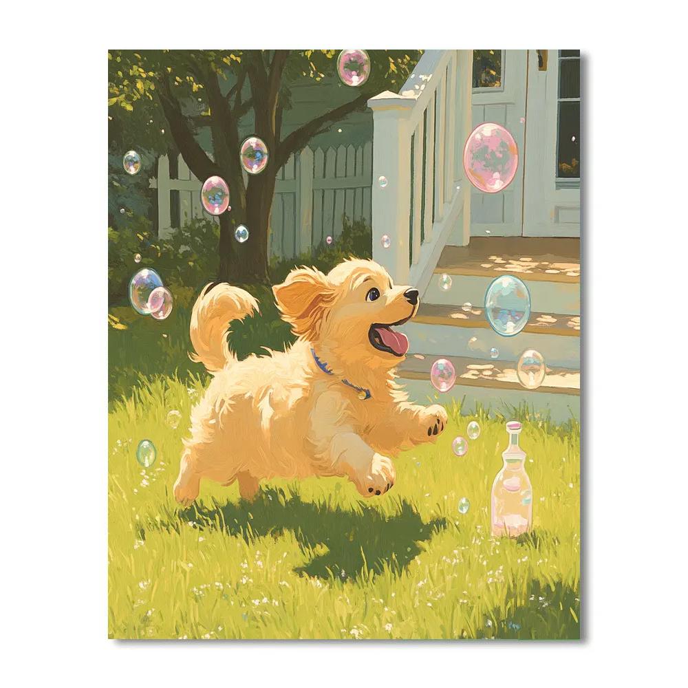 Pluto Backyard Bubble Chase Disney Inspired paint by numbers