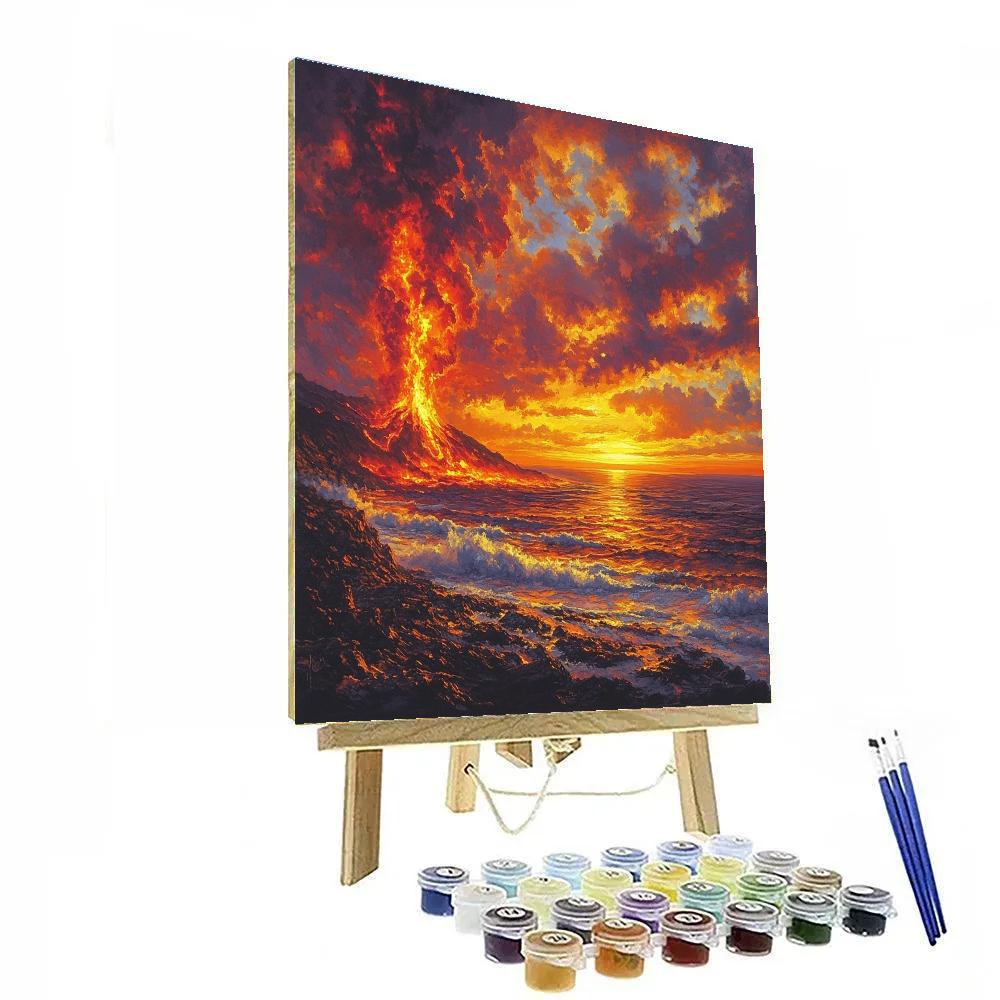 JMW Turner Inspired Volcanic Sunset Number painting
