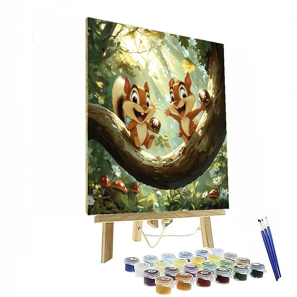 Chip And Dale Acorn Tree Slide Disney Inspired paint by color