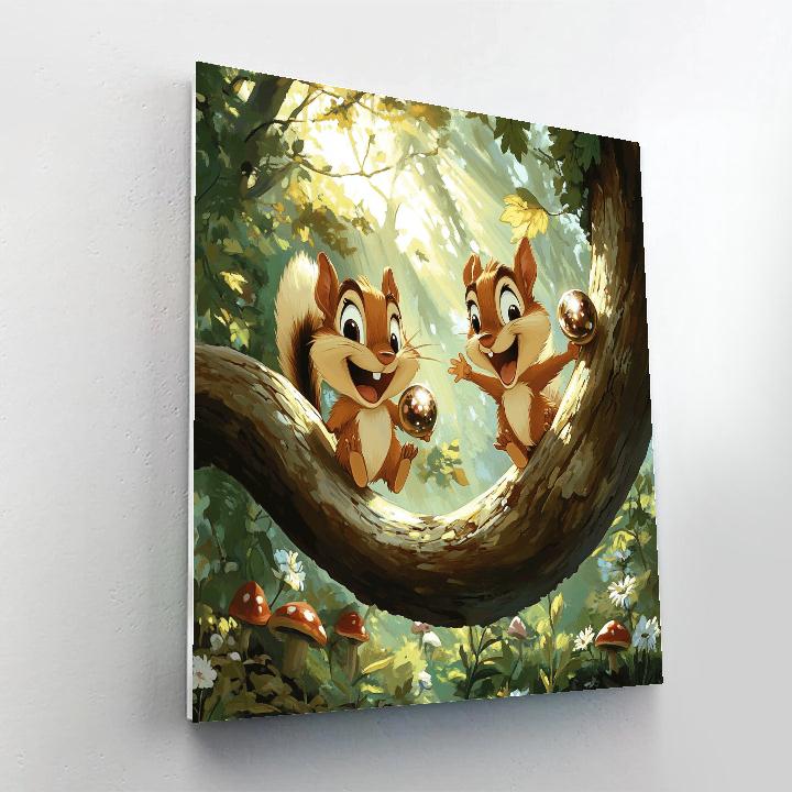 Chip And Dale Acorn Tree Slide Disney Inspired paint by color