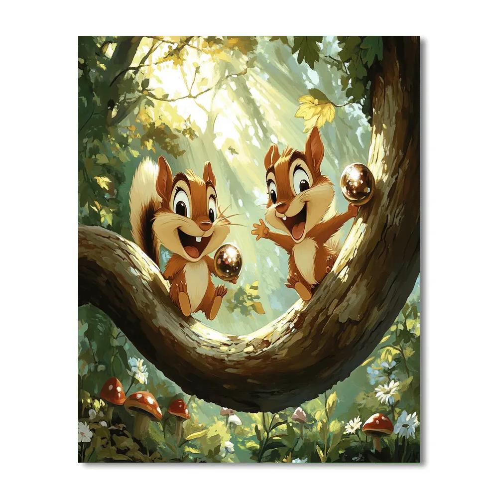 Chip And Dale Acorn Tree Slide Disney Inspired paint by color