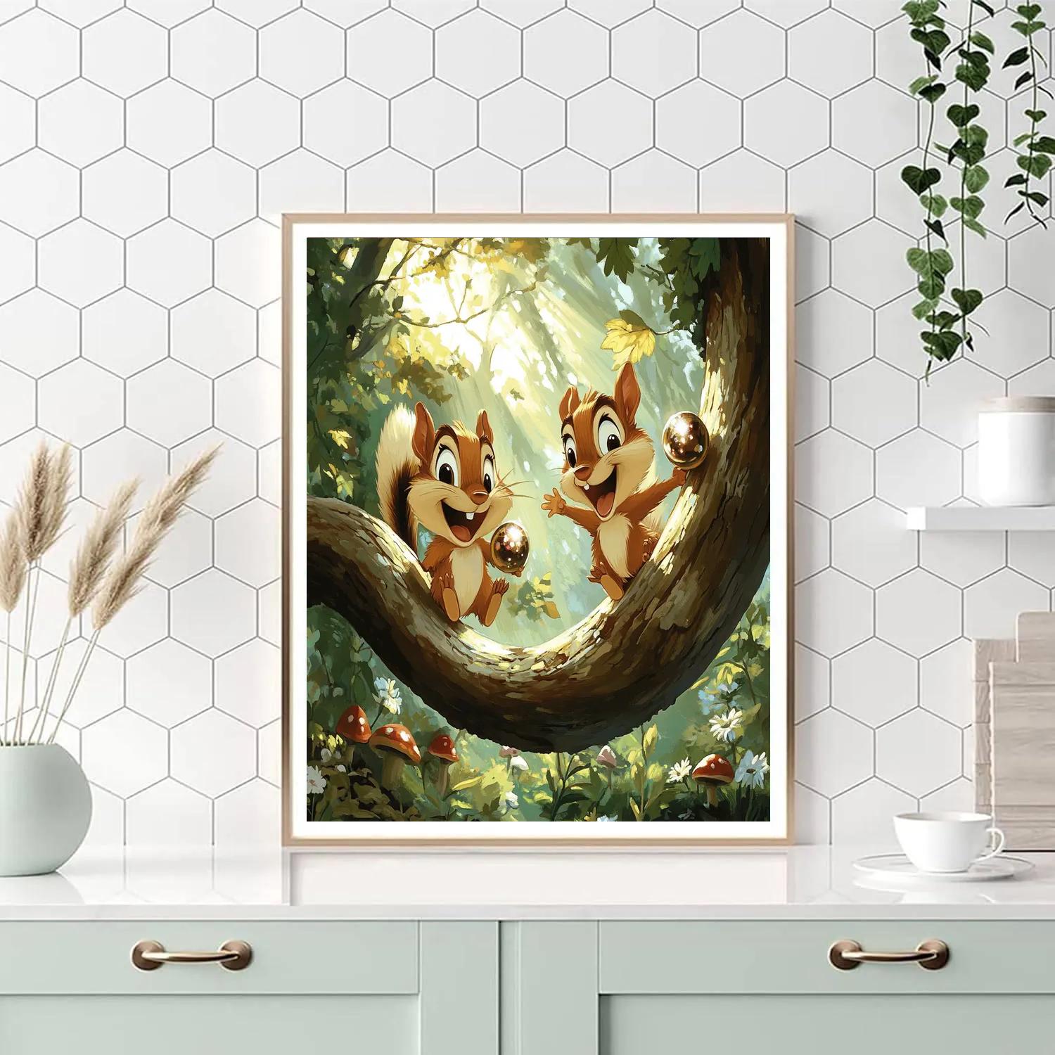 Chip And Dale Acorn Tree Slide Disney Inspired paint by color