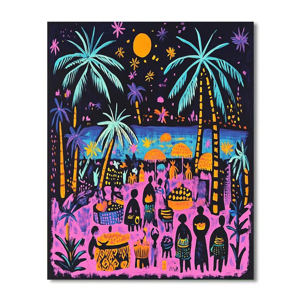 Paul Gauguin Inspired Market On The Atoll paint by color