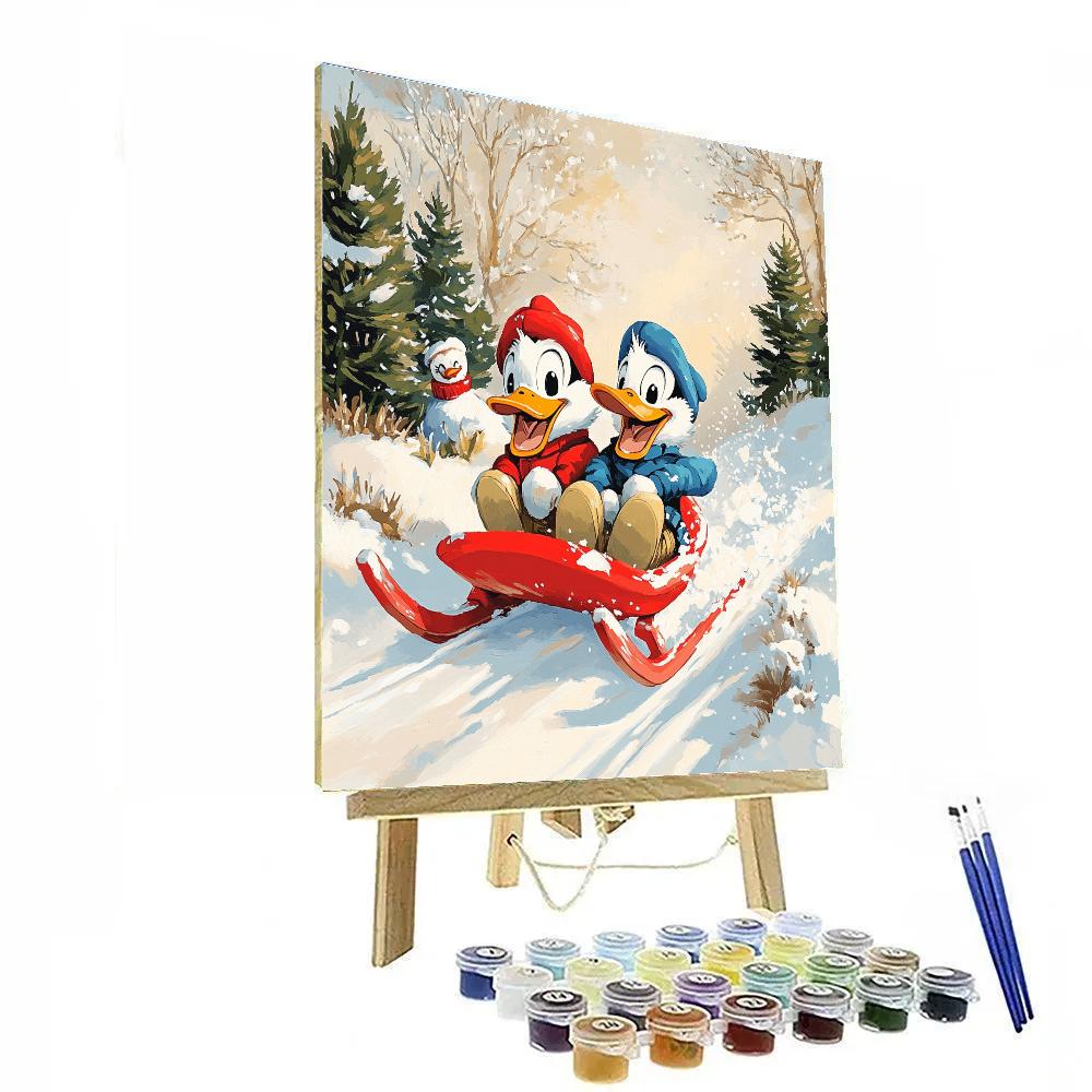 Huey And Dewey Duck Winter Hill Slide Disney Inspired Number painting
