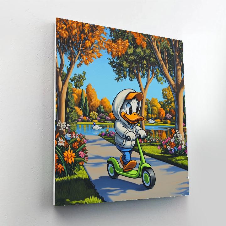 Louie Duck Spring Park Scooter Spin Disney Inspired paint by numbers