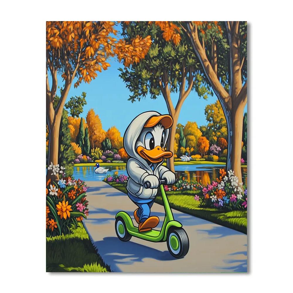 Louie Duck Spring Park Scooter Spin Disney Inspired paint by numbers