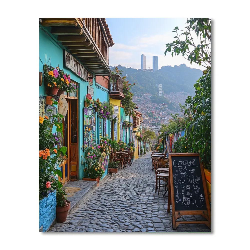 La Candelaria Colorful Street Bogota Colombia painting number kit