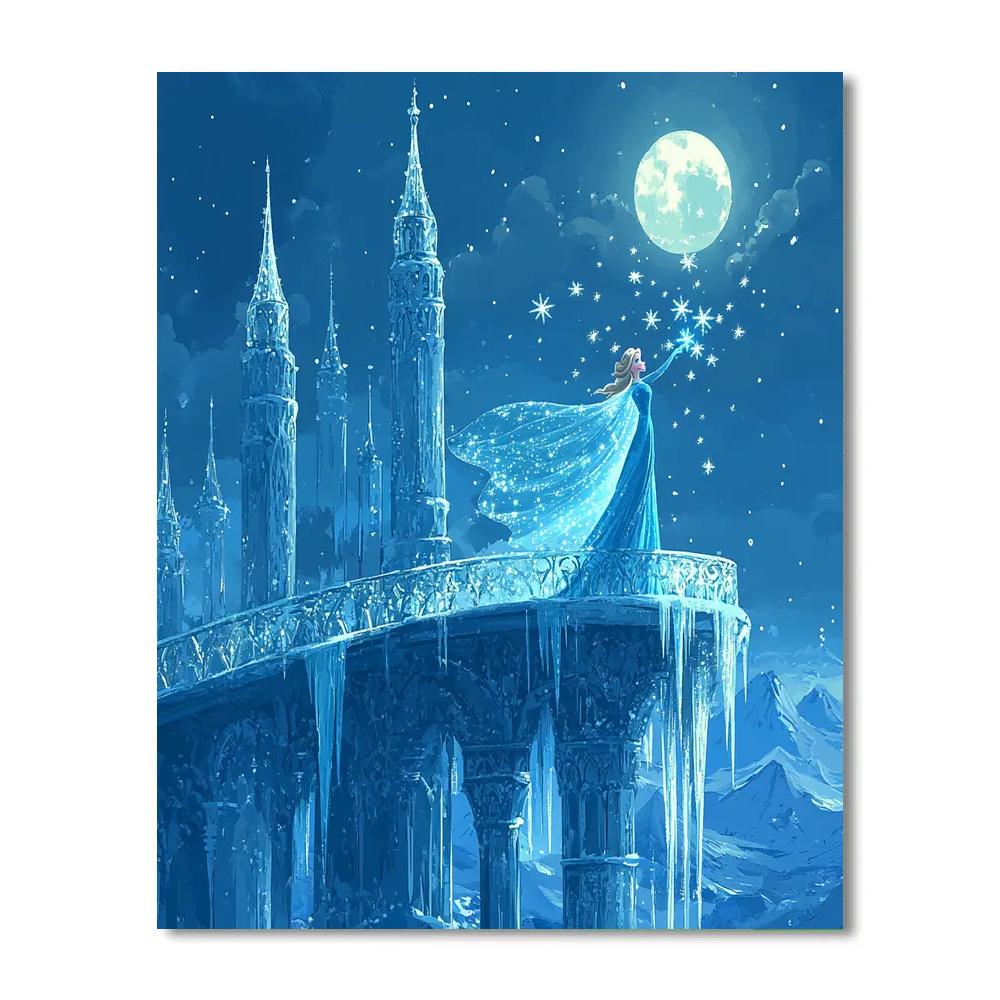 Elsa Ice Palace Balcony Glow Disney Inspired painting number kit