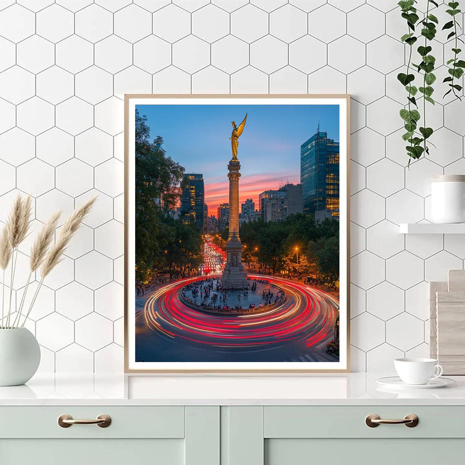 Paseo De La Reforma Angel Circle Mexico City Mexico Paint by numbers art