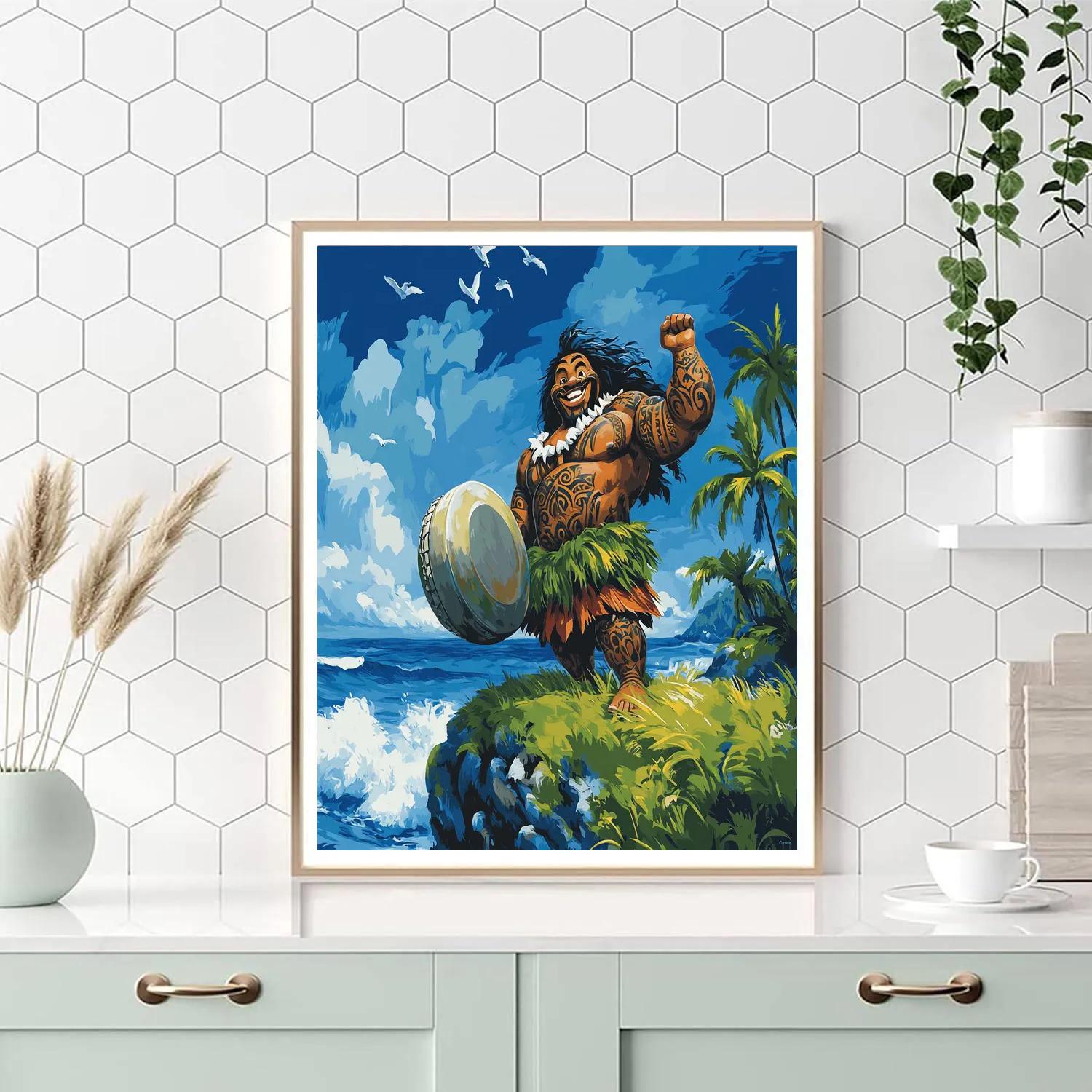 Maui Island Cliff Drum Beat Disney Inspired Paint by numbers art