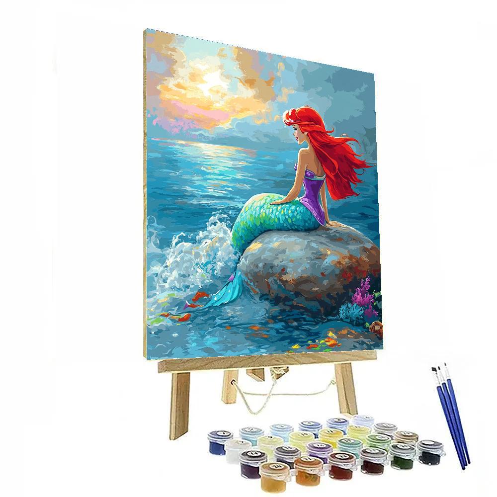 Ariel Shimmering Sea Cliff Song Disney Inspired Number painting
