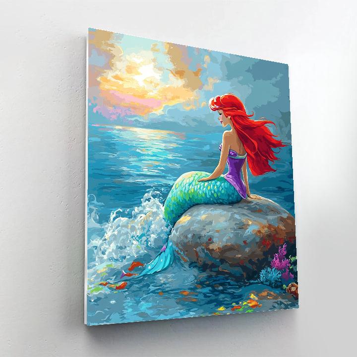 Ariel Shimmering Sea Cliff Song Disney Inspired Number painting