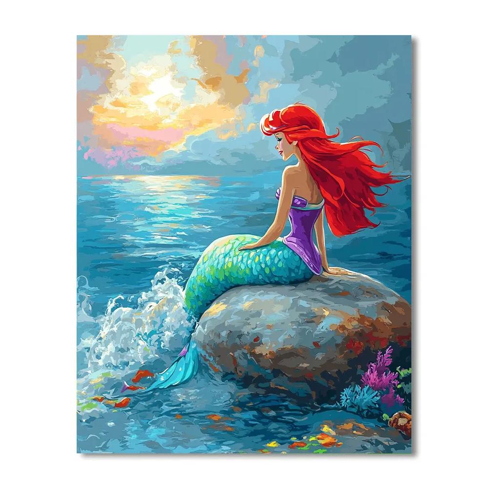 Ariel Shimmering Sea Cliff Song Disney Inspired Number painting