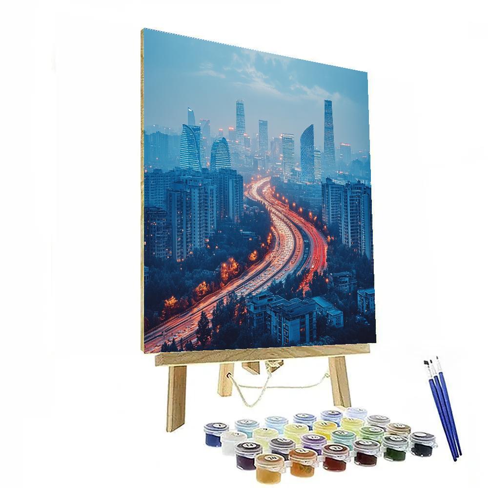 Beijing CBD Guomao Skyline Beijing China paint by number