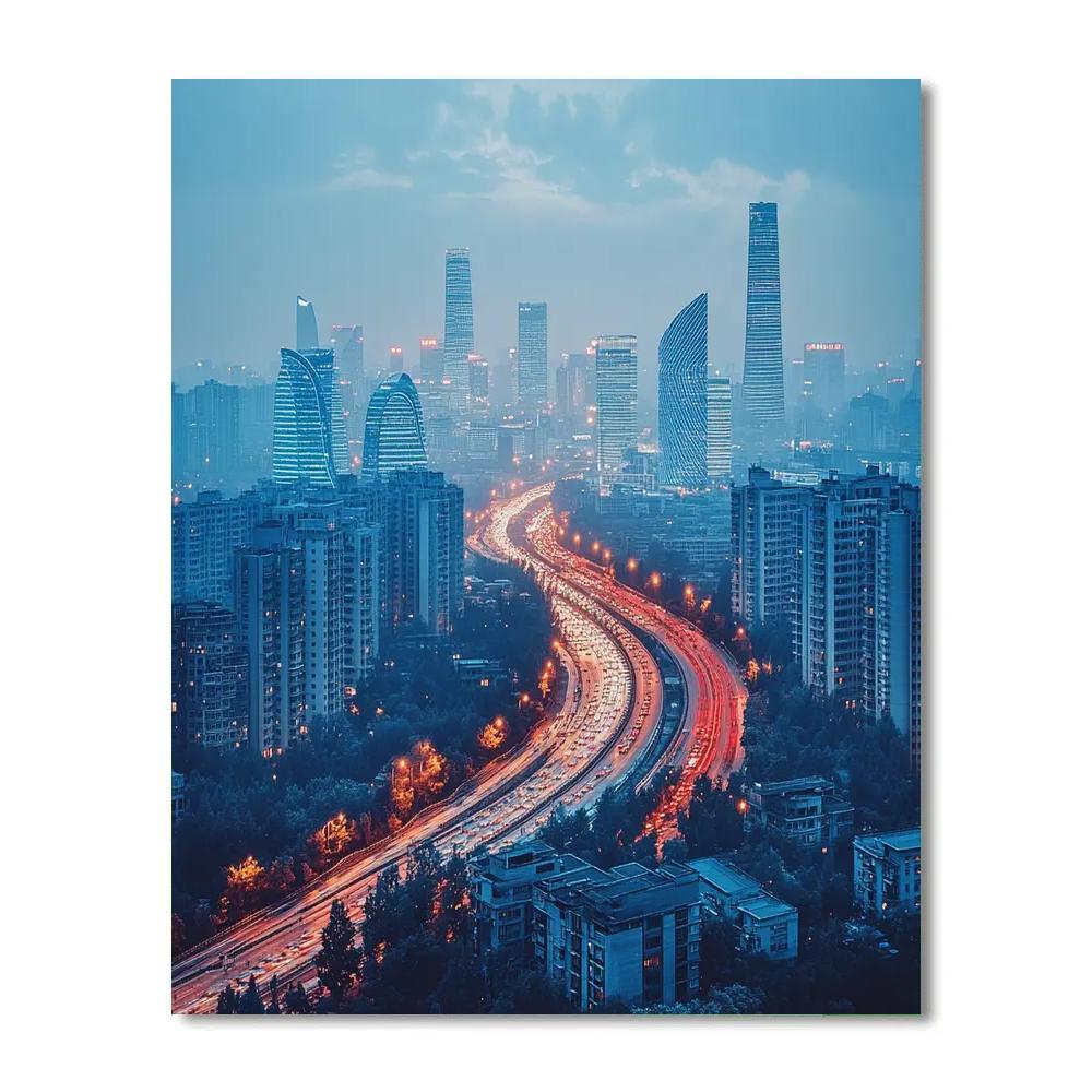 Beijing CBD Guomao Skyline Beijing China paint by number
