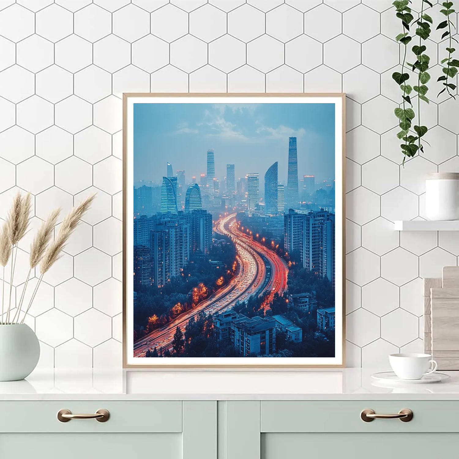 Beijing CBD Guomao Skyline Beijing China paint by number