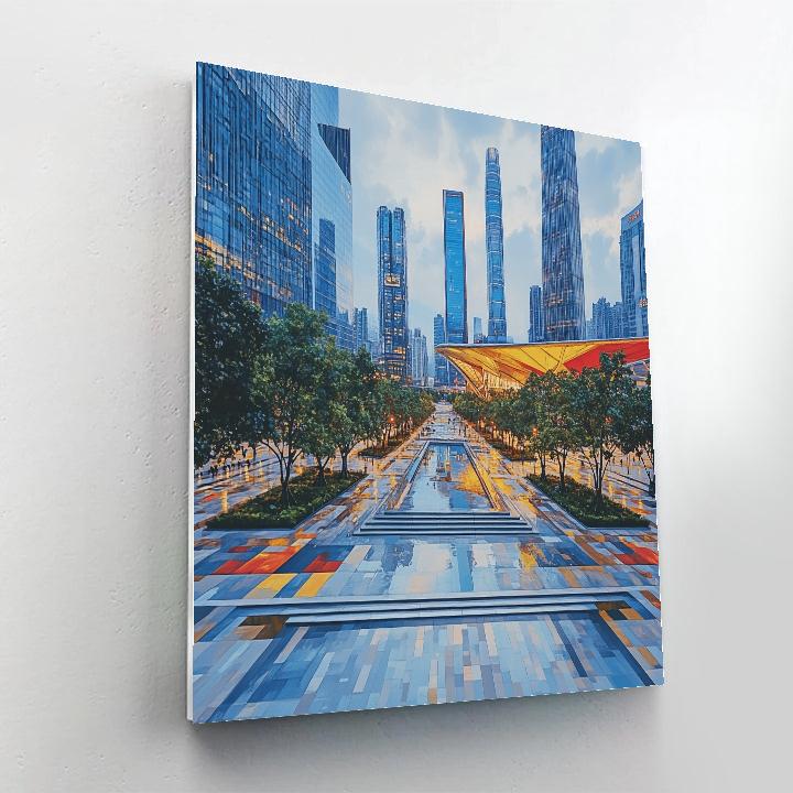 Civic Center Plaza And Skyline Shenzhen China painting number kit
