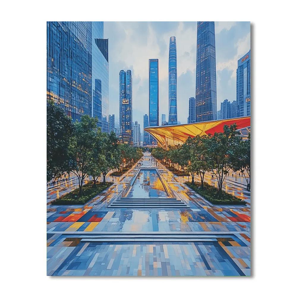 Civic Center Plaza And Skyline Shenzhen China painting number kit