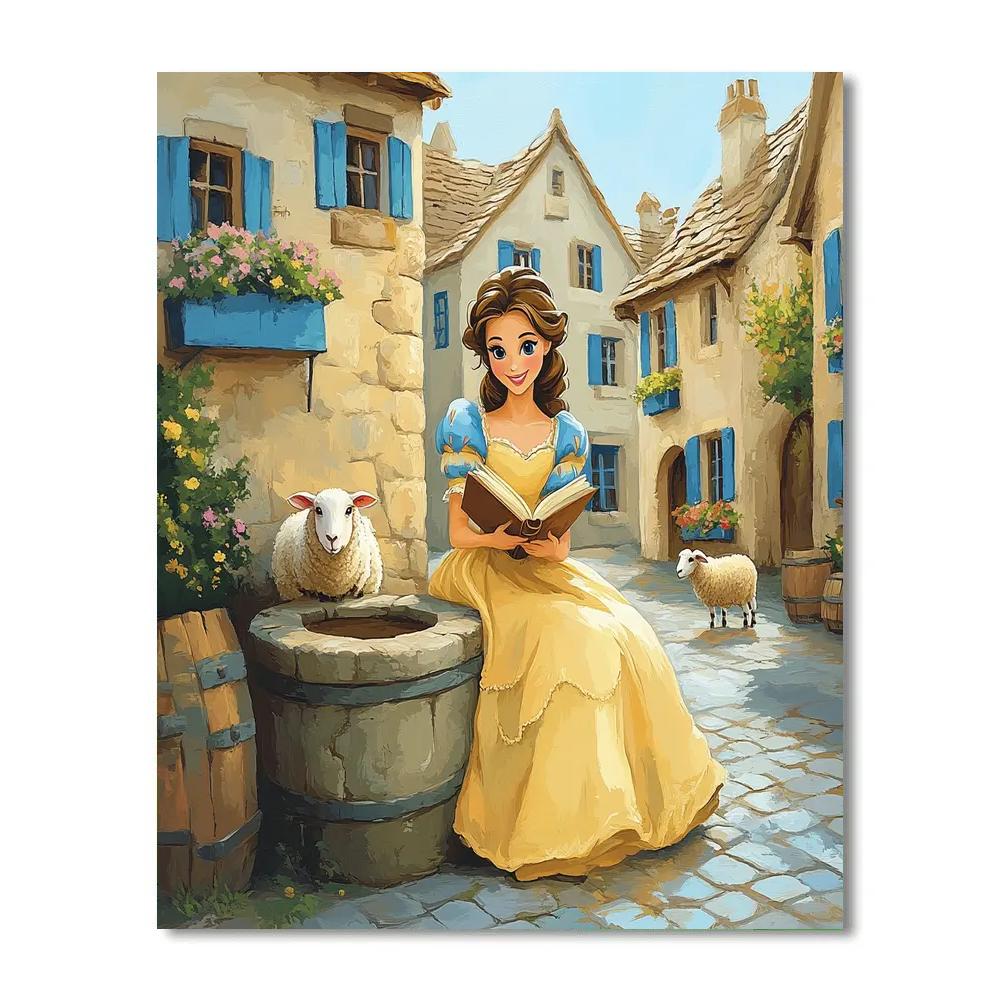 Belle Village Bookshop Corner Disney Inspired painting number kit