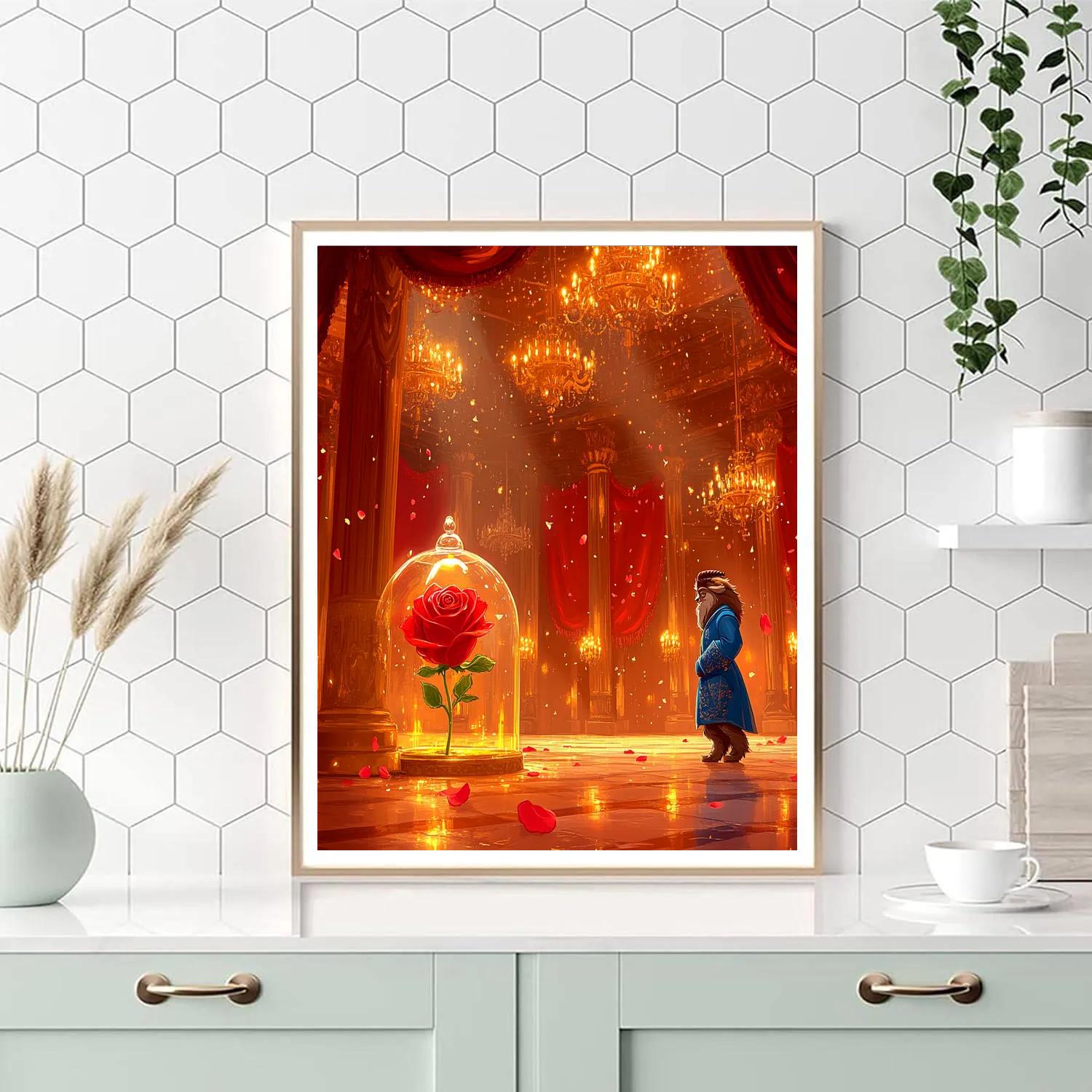 Beast Enchanted Rose Ballroom Glow Disney Inspired paint by number
