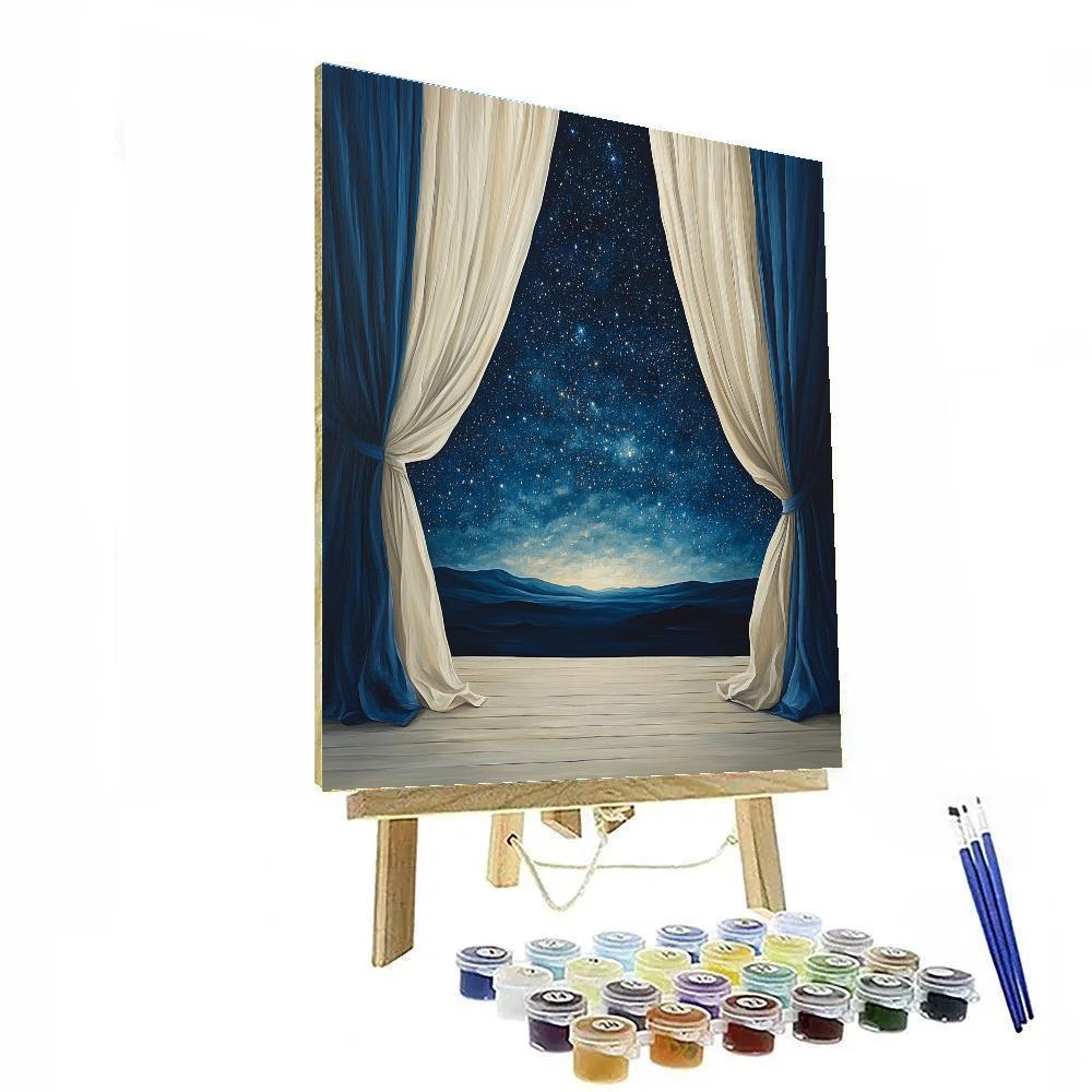 Magritte Inspired Curtain Of Stars paint by numbers