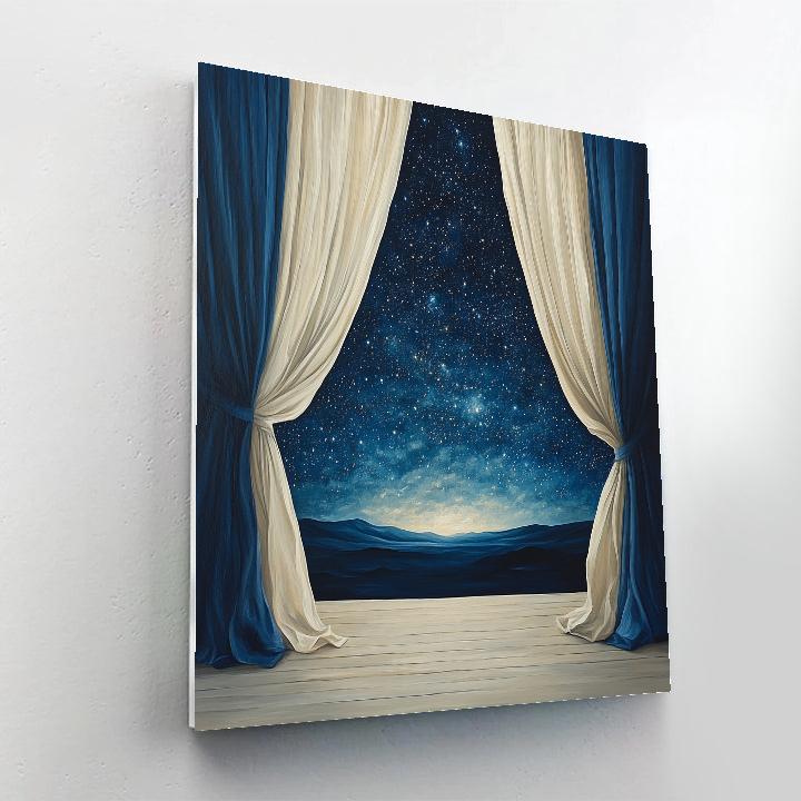 Magritte Inspired Curtain Of Stars paint by numbers