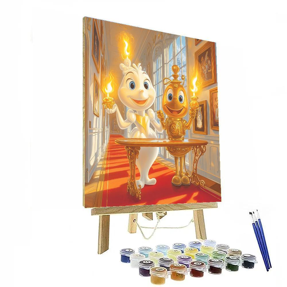 Lumiere And Cogsworth Castle Hall Welcome Disney Inspired Numbered painting kits