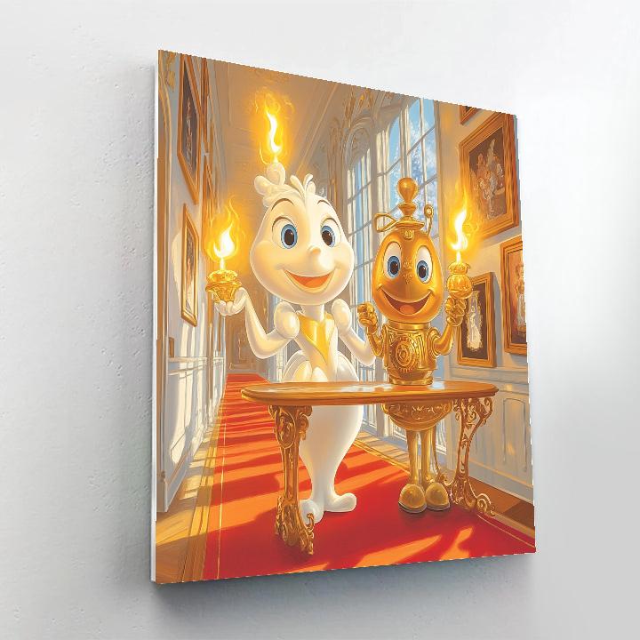 Lumiere And Cogsworth Castle Hall Welcome Disney Inspired Numbered painting kits