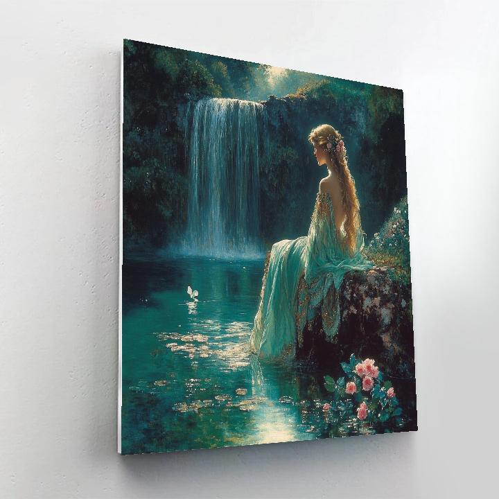 John William Waterhouse Inspired Nymph By The Falls Numbered painting kits