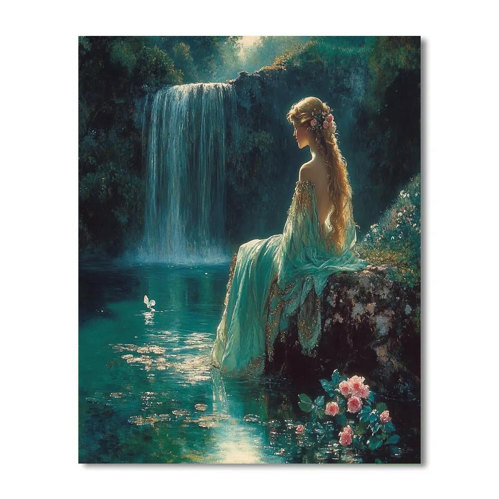 John William Waterhouse Inspired Nymph By The Falls Numbered painting kits
