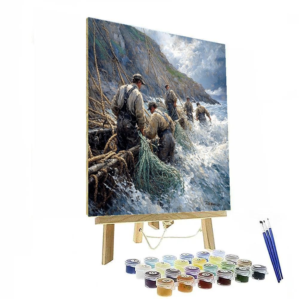 Gustave Courbet Inspired Fishermen Numbered painting kits