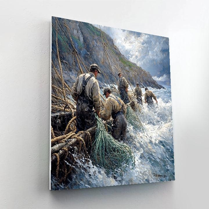 Gustave Courbet Inspired Fishermen Numbered painting kits