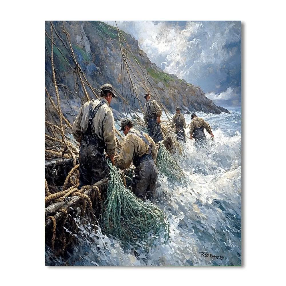 Gustave Courbet Inspired Fishermen Numbered painting kits