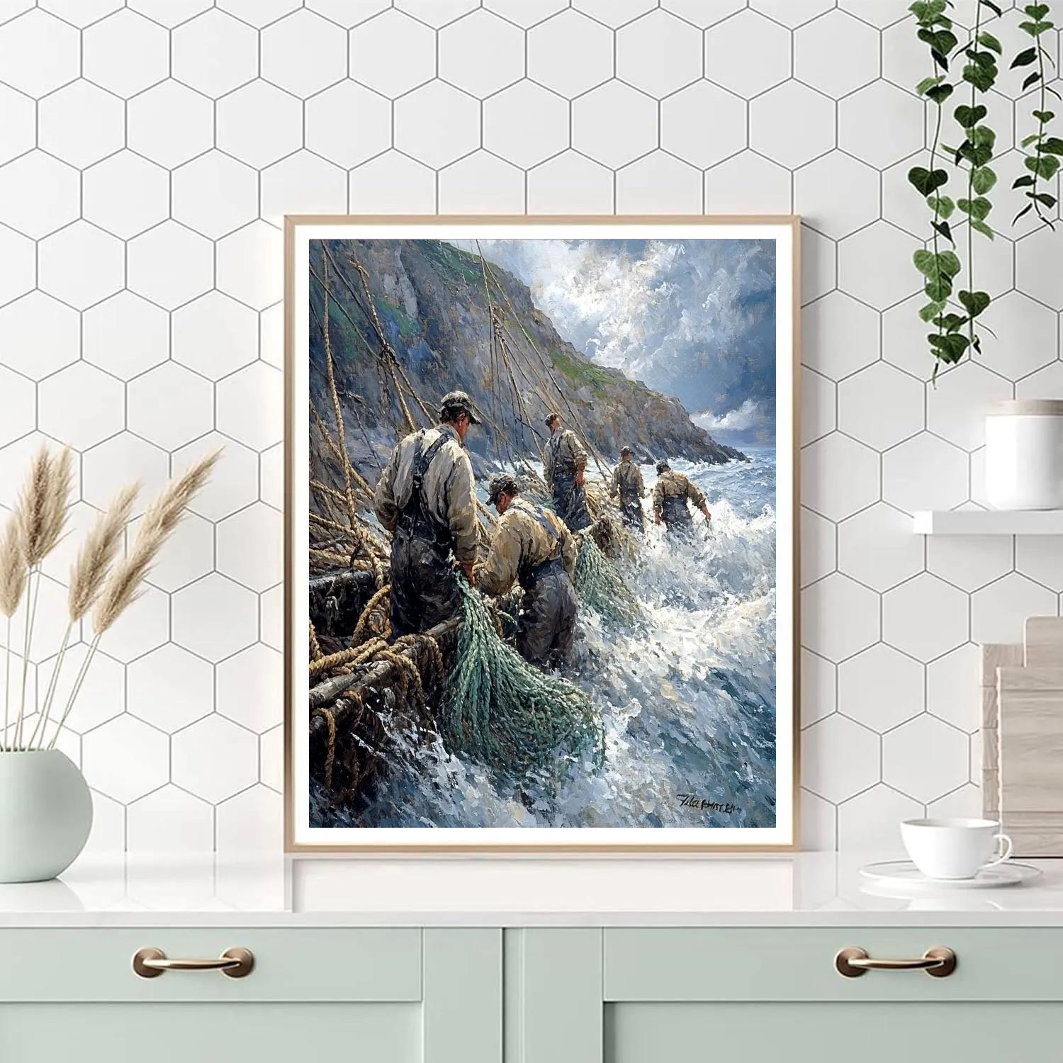 Gustave Courbet Inspired Fishermen Numbered painting kits
