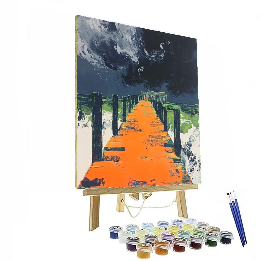 Edvard Munch Inspired Rain At The Pier painting number kit