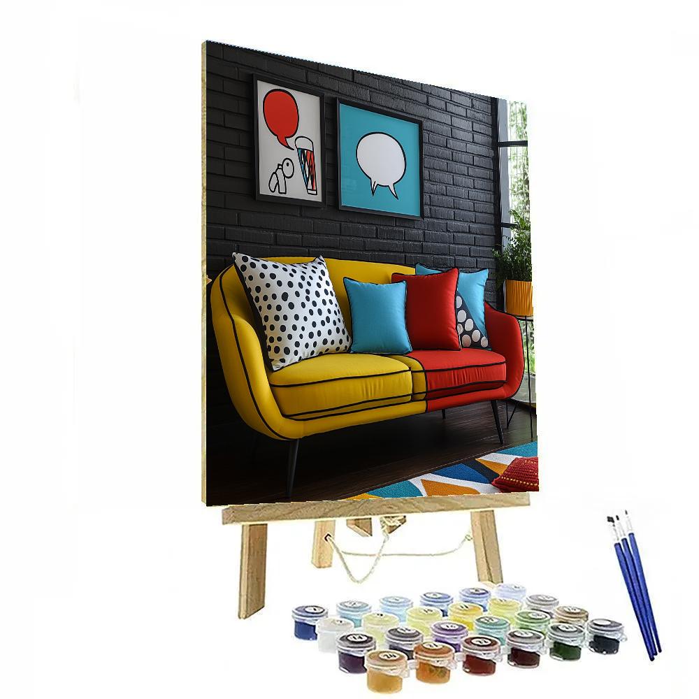 Roy Lichtenstein Inspired Comic Coffee Shop paint by color