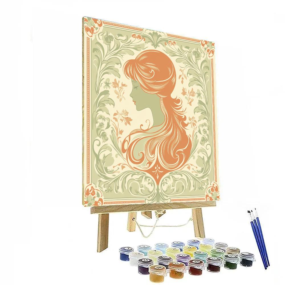 Alphonse Mucha Inspired Perfume Ad painting number kit