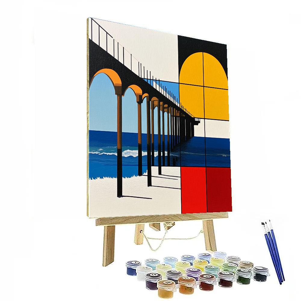 Piet Mondrian Inspired Seaside Pier Number painting