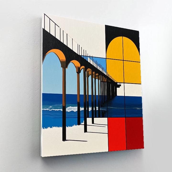 Piet Mondrian Inspired Seaside Pier Number painting