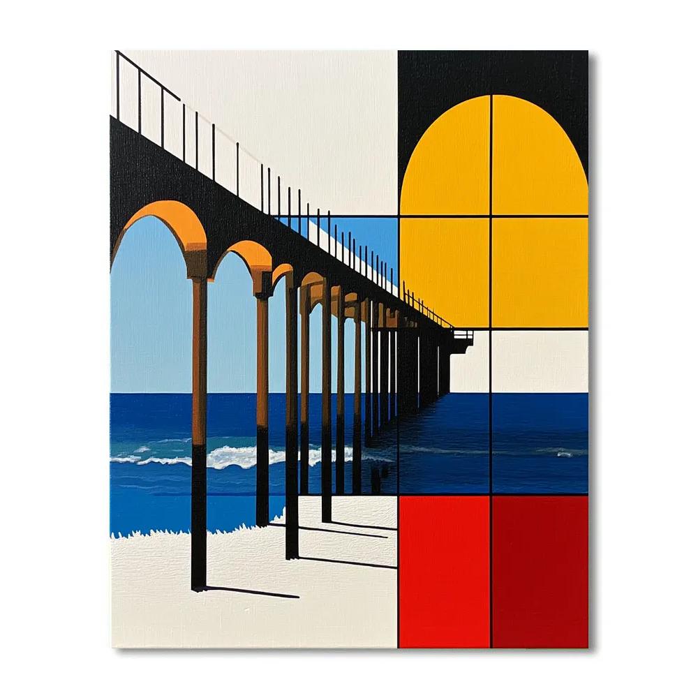 Piet Mondrian Inspired Seaside Pier Number painting