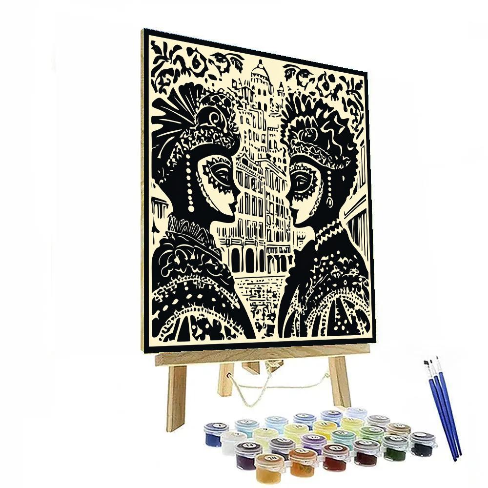 Aubrey Beardsley Inspired Ivory Masquerade Paint by numbers kits