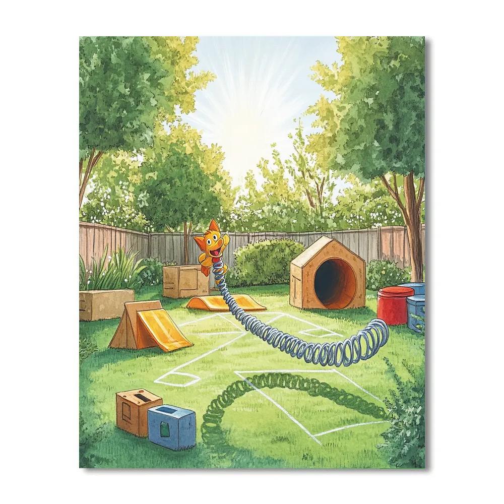 Slinky Dog Backyard Obstacle Run Disney Inspired Number painting