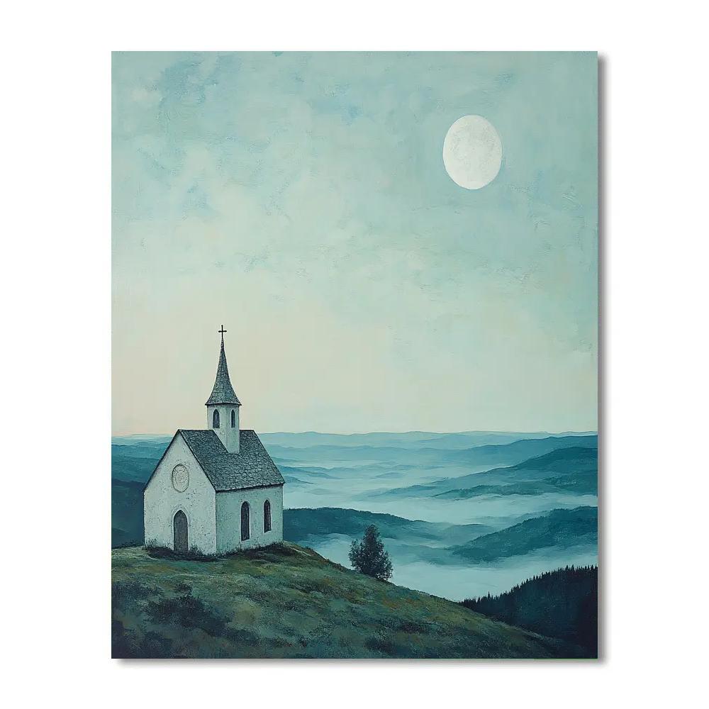 Caspar David Friedrich Inspired Moonlit Church Painting by numbers kit