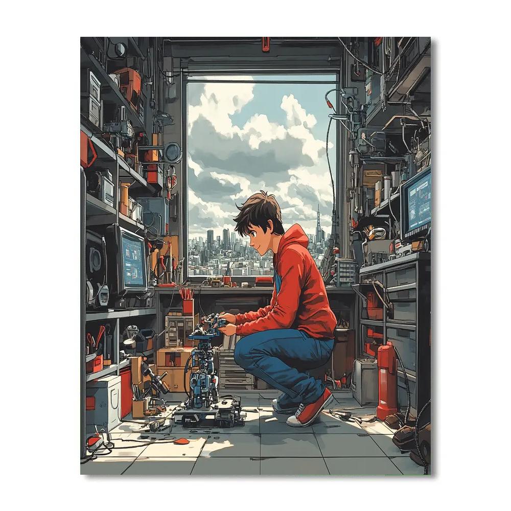 Hiro Hamada Garage Bot Workshop Disney Inspired paint by color