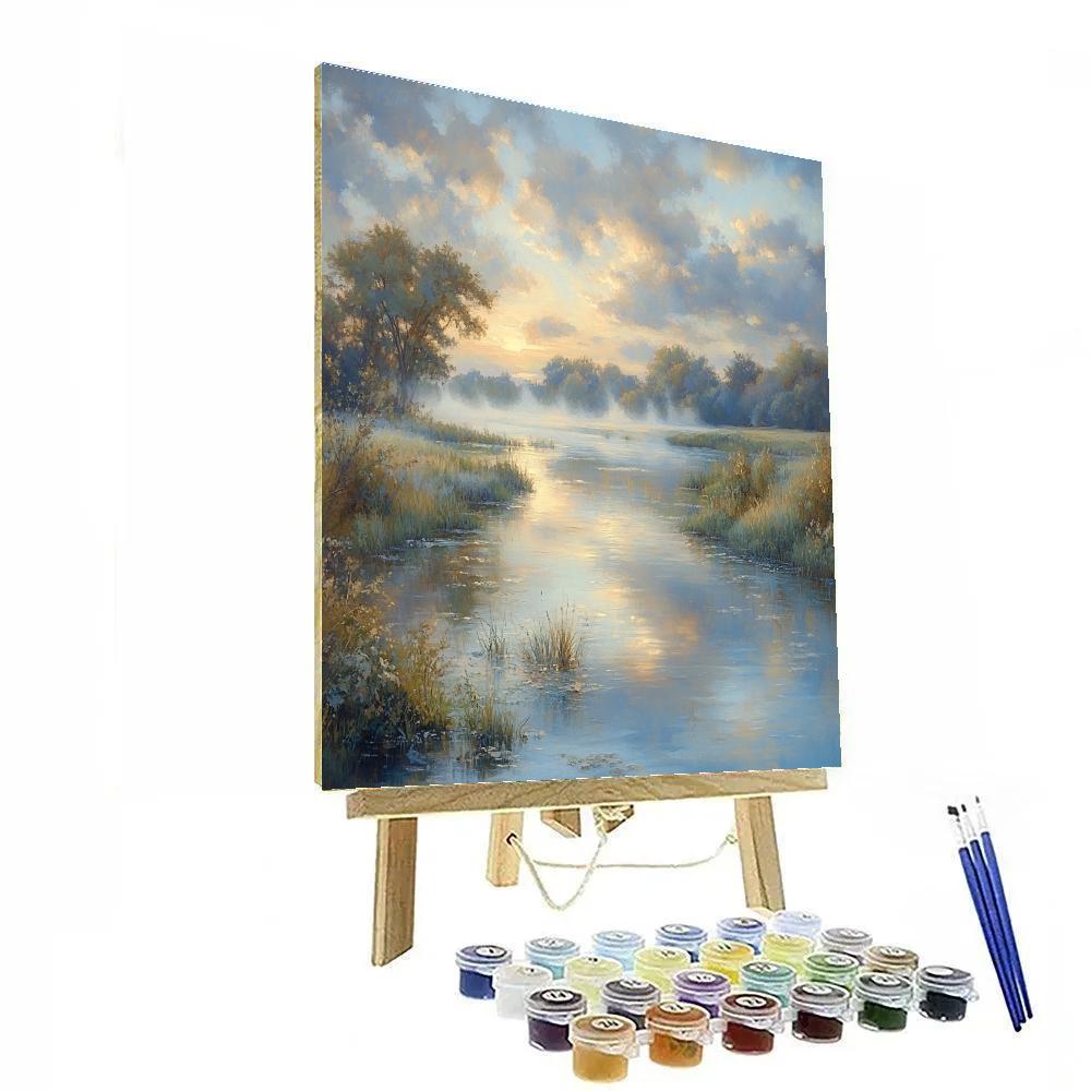 John Constable Inspired Misty River Bend paint by number