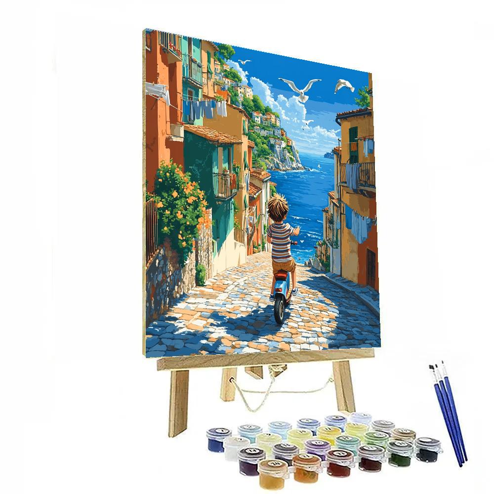 Luca Seaside Scooter Ride Disney Inspired Painting by numbers kit