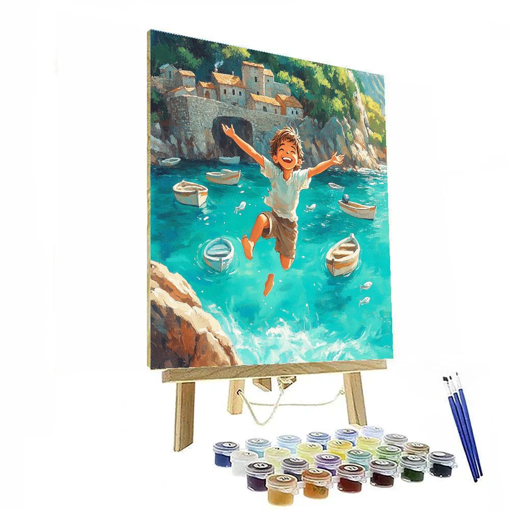 Alberto Cliff Jump Harbor Splash Disney Inspired painting number kit