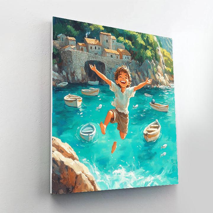 Alberto Cliff Jump Harbor Splash Disney Inspired painting number kit